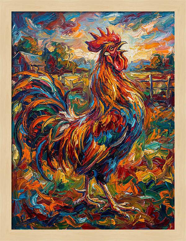 Vibrant Rooster In Expressionism