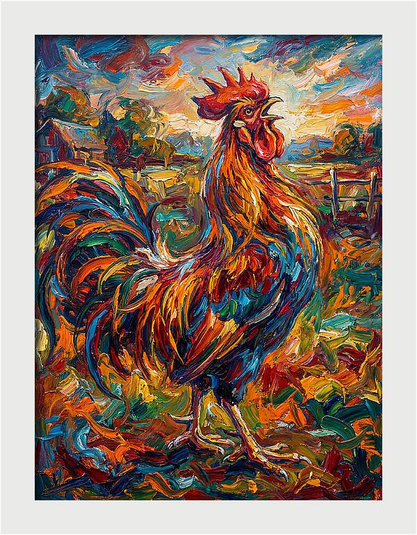 Vibrant Rooster In Expressionism