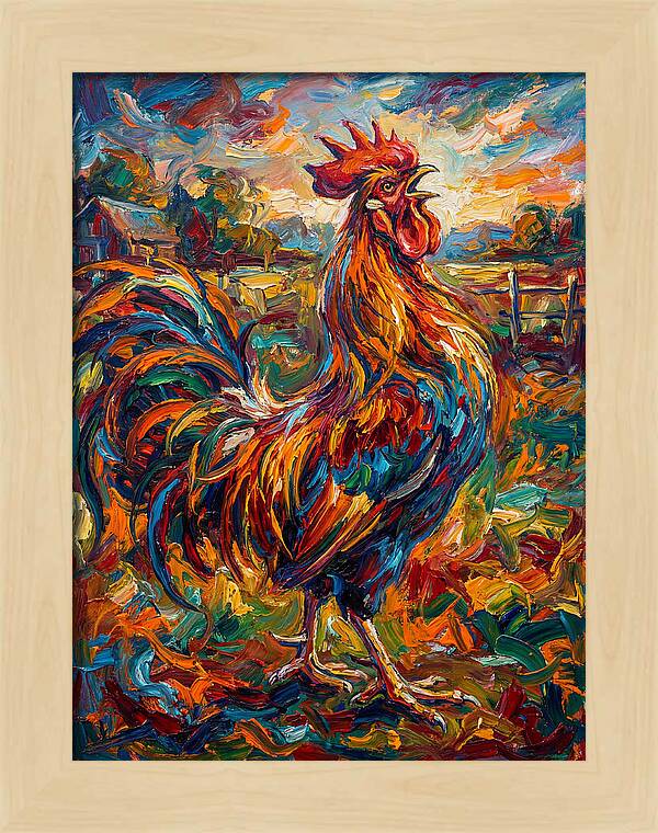 Vibrant Rooster In Expressionism