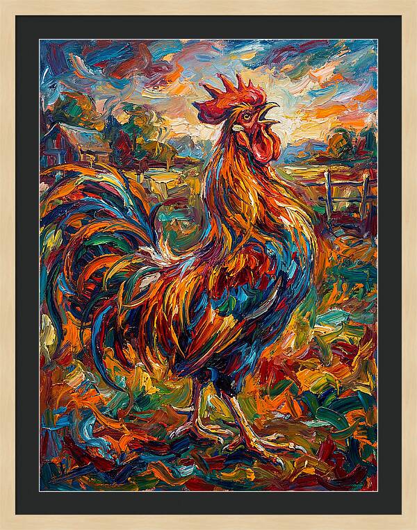 Vibrant Rooster In Expressionism