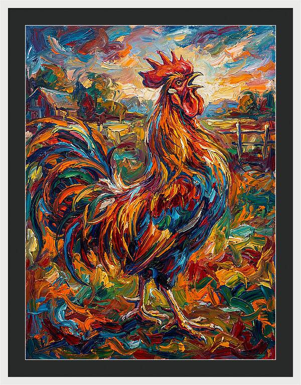 Vibrant Rooster In Expressionism