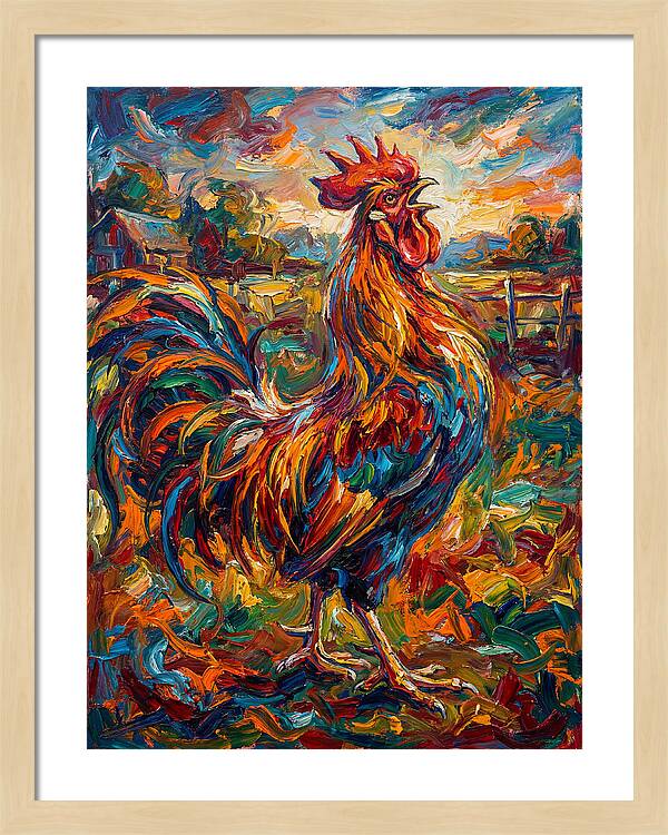 Vibrant Rooster In Expressionism