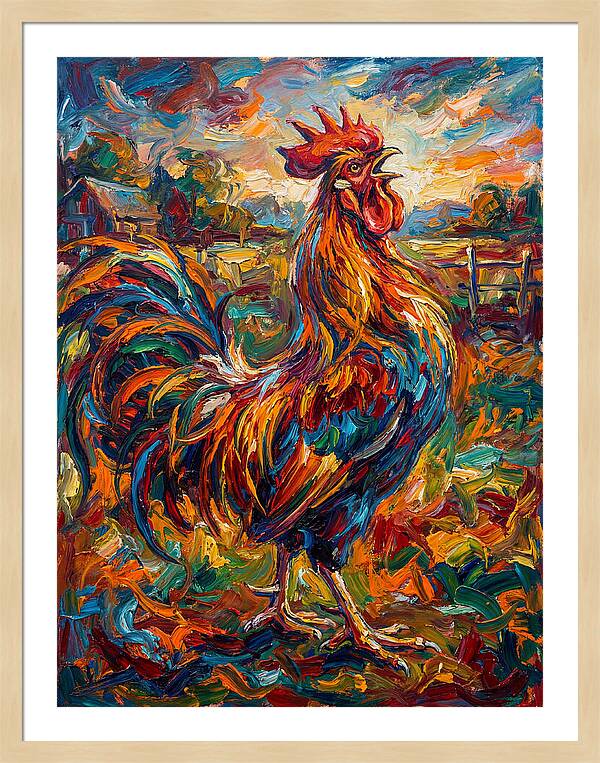 Vibrant Rooster In Expressionism