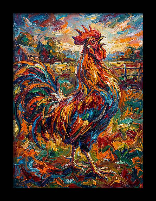 Vibrant Rooster In Expressionism
