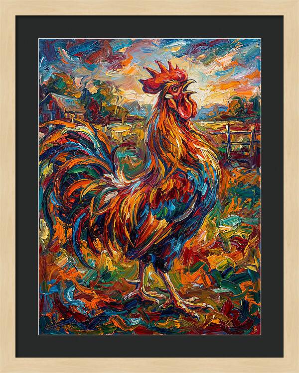 Vibrant Rooster In Expressionism