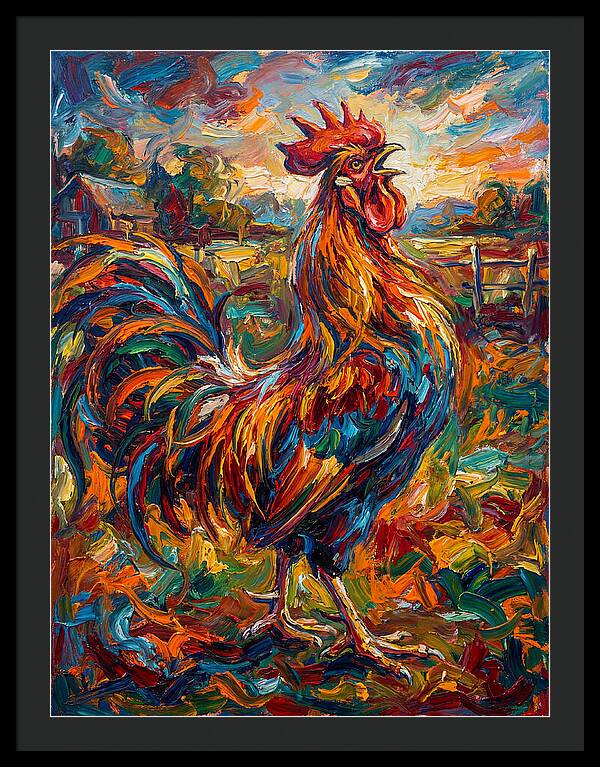 Vibrant Rooster In Expressionism