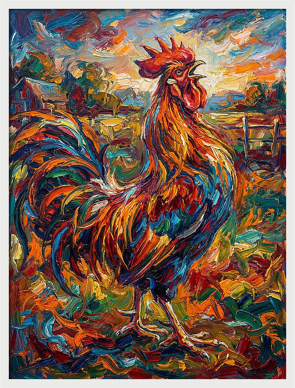 Vibrant Rooster In Expressionism