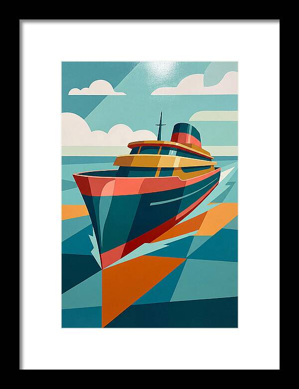 Vibrant Ship Sailing Through Waves