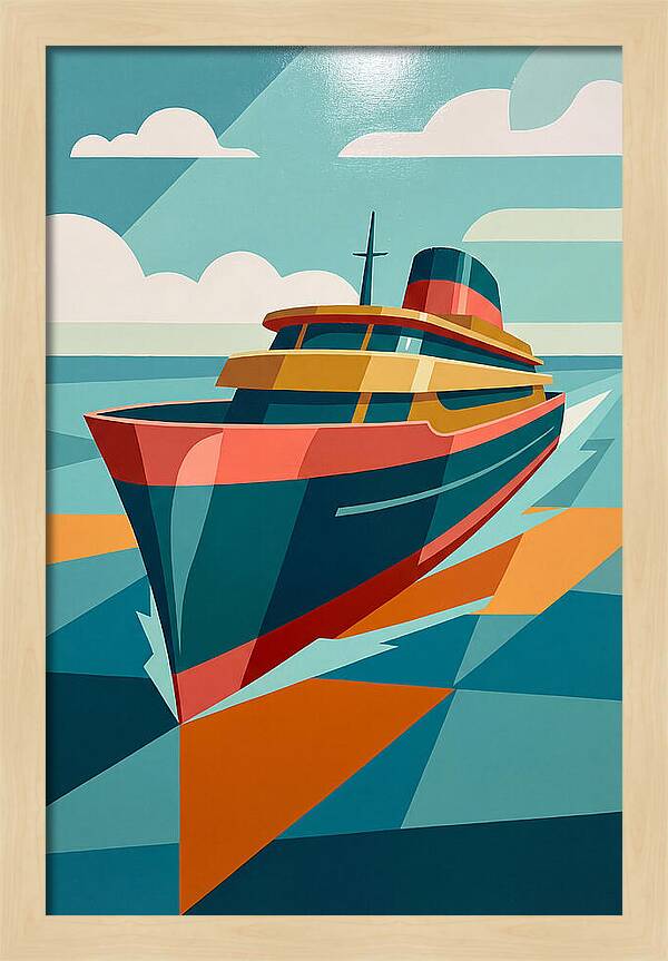 Vibrant Ship Sailing Through Waves