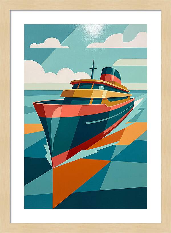 Vibrant Ship Sailing Through Waves