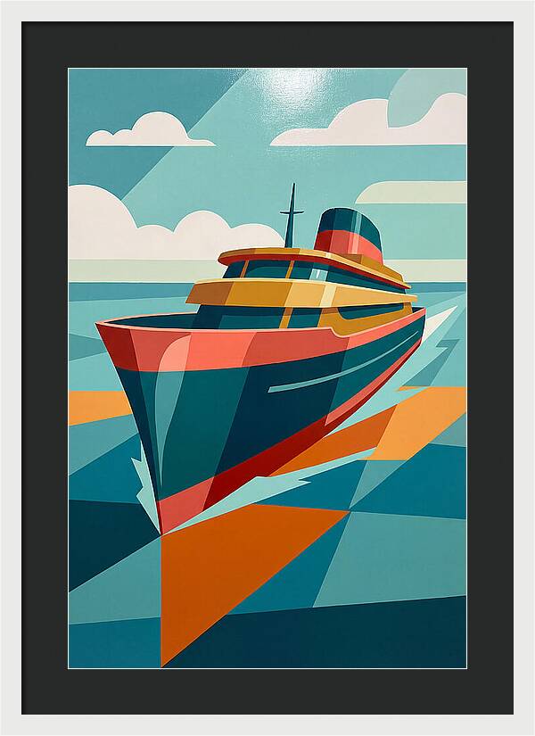 Vibrant Ship Sailing Through Waves