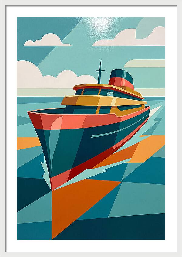 Vibrant Ship Sailing Through Waves