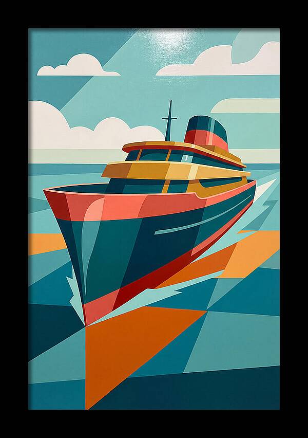 Vibrant Ship Sailing Through Waves