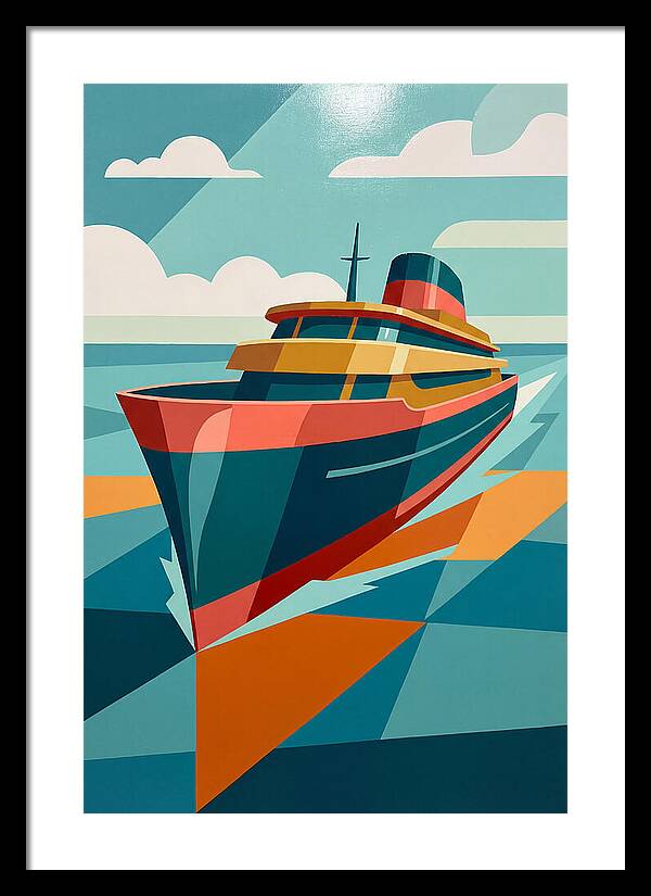 Vibrant Ship Sailing Through Waves