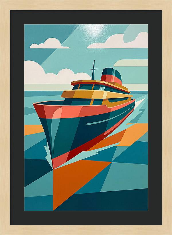 Vibrant Ship Sailing Through Waves