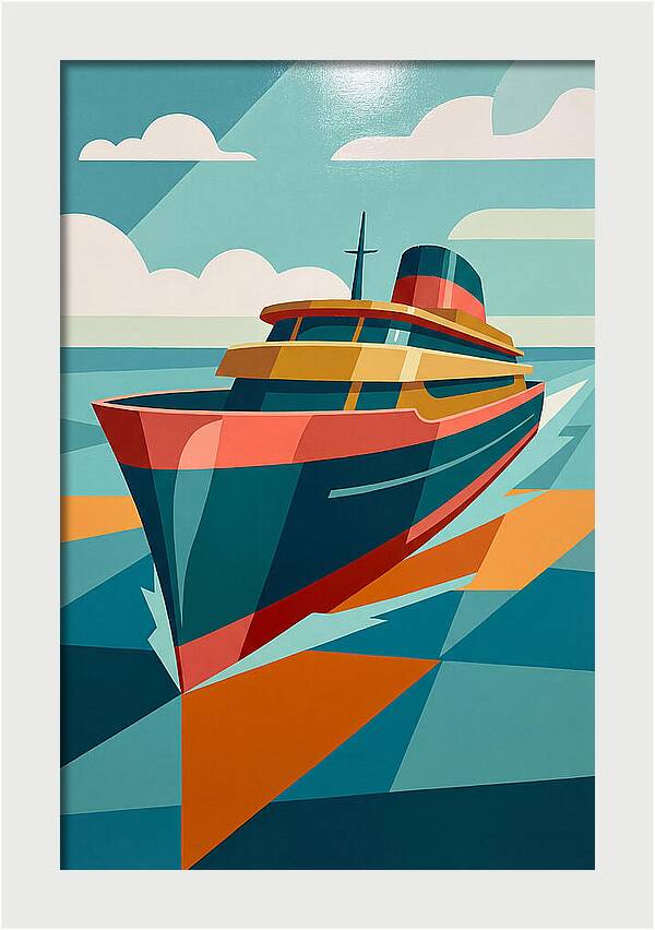 Vibrant Ship Sailing Through Waves
