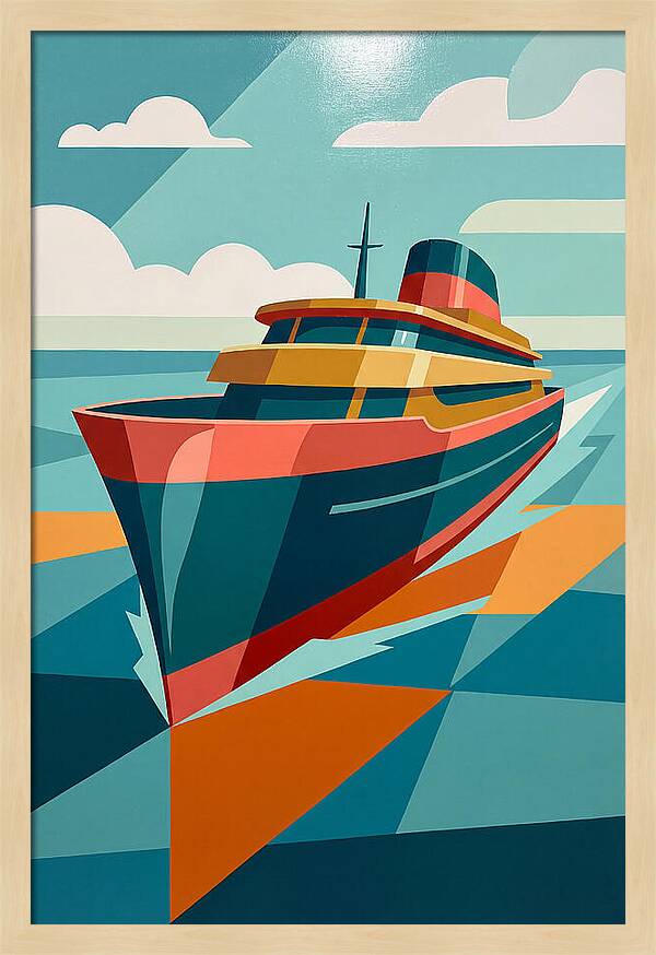 Vibrant Ship Sailing Through Waves
