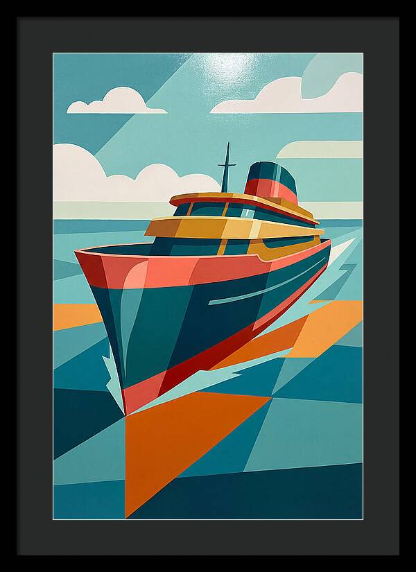 Vibrant Ship Sailing Through Waves