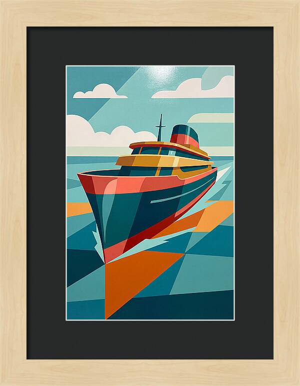 Vibrant Ship Sailing Through Waves