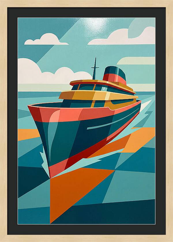 Vibrant Ship Sailing Through Waves