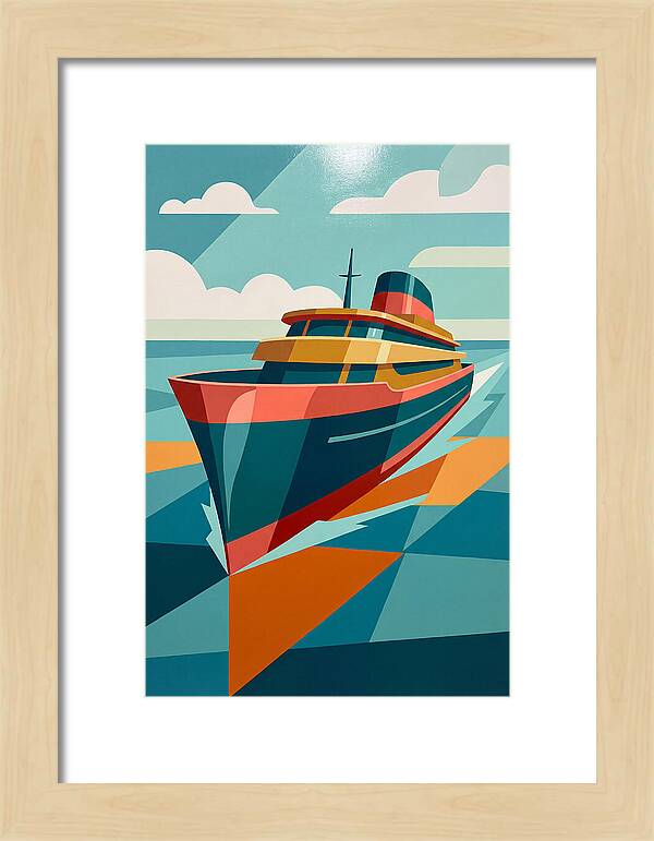Vibrant Ship Sailing Through Waves