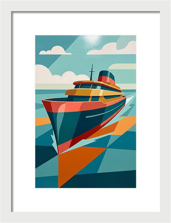 Vibrant Ship Sailing Through Waves
