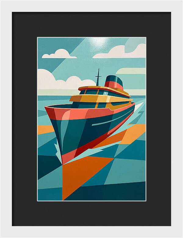 Vibrant Ship Sailing Through Waves