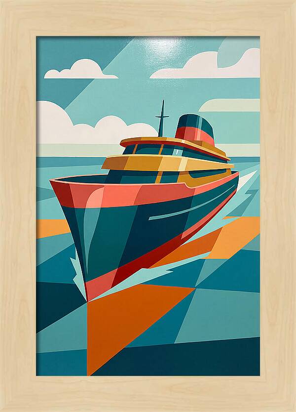 Vibrant Ship Sailing Through Waves
