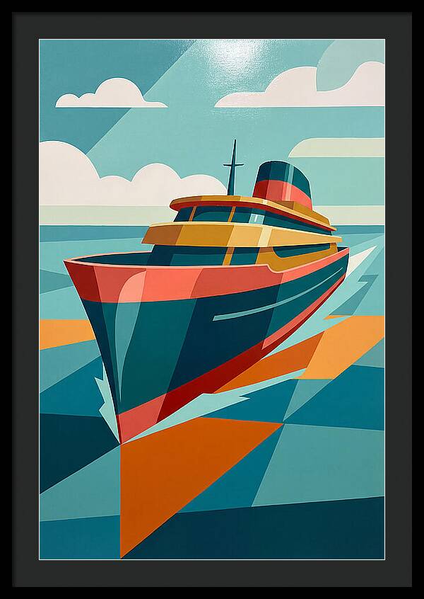 Vibrant Ship Sailing Through Waves