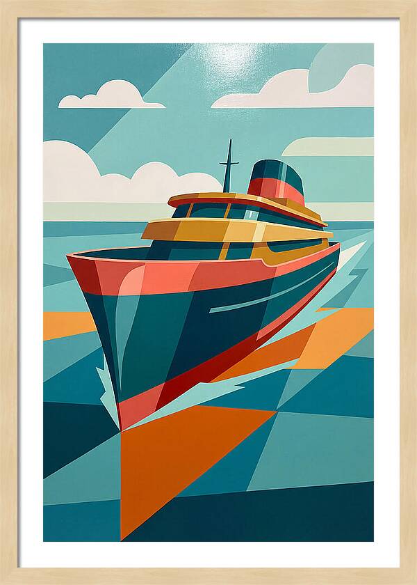 Vibrant Ship Sailing Through Waves
