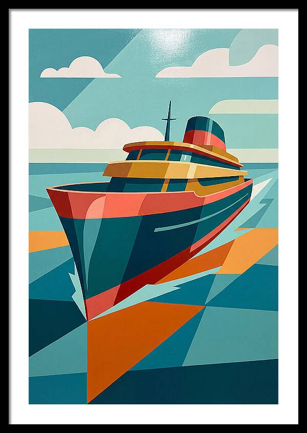 Vibrant Ship Sailing Through Waves