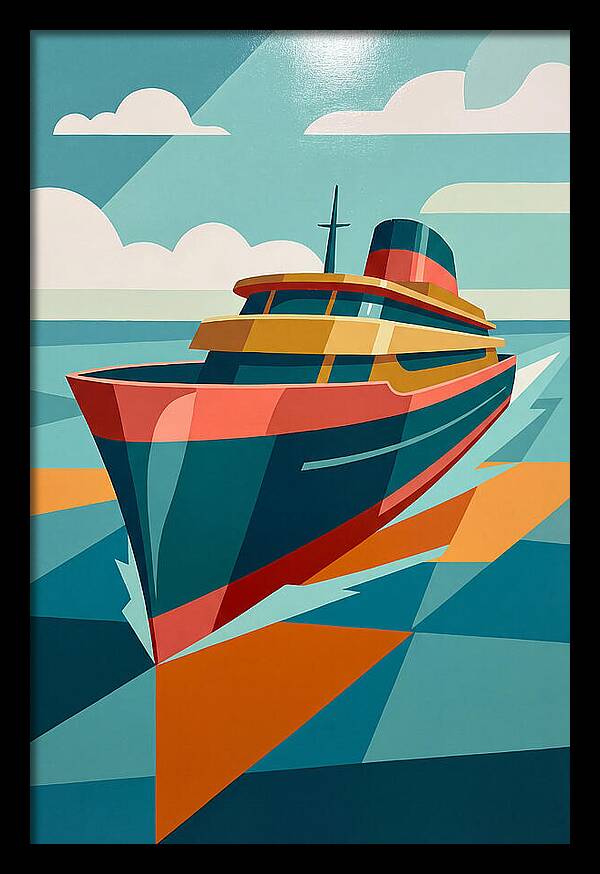 Vibrant Ship Sailing Through Waves