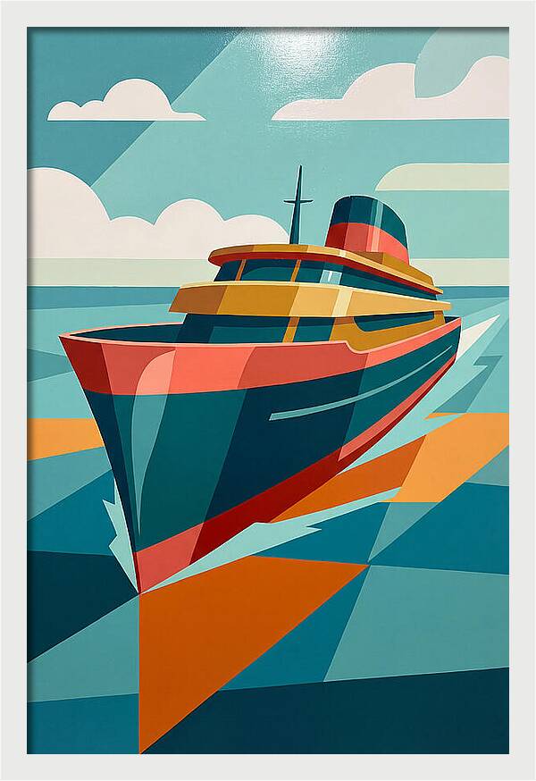 Vibrant Ship Sailing Through Waves