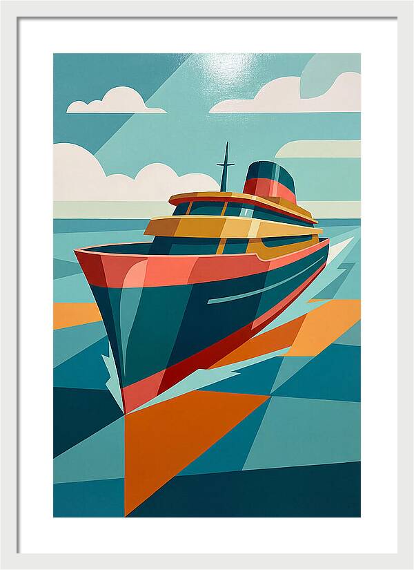 Vibrant Ship Sailing Through Waves