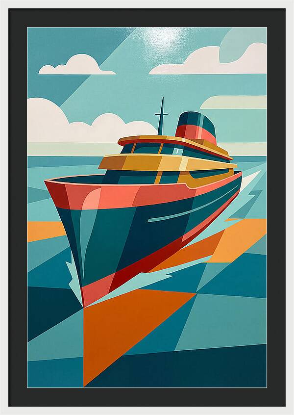 Vibrant Ship Sailing Through Waves