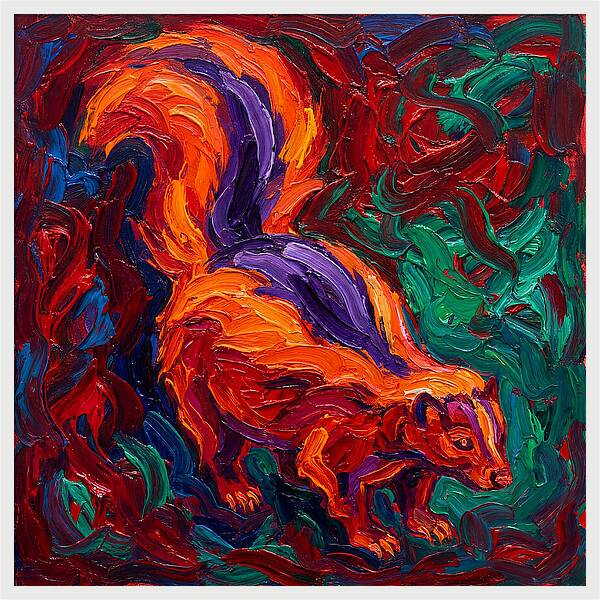 Vibrant Skunk In Expressionist Style