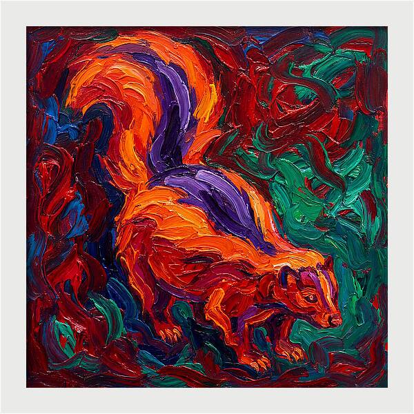 Vibrant Skunk In Expressionist Style