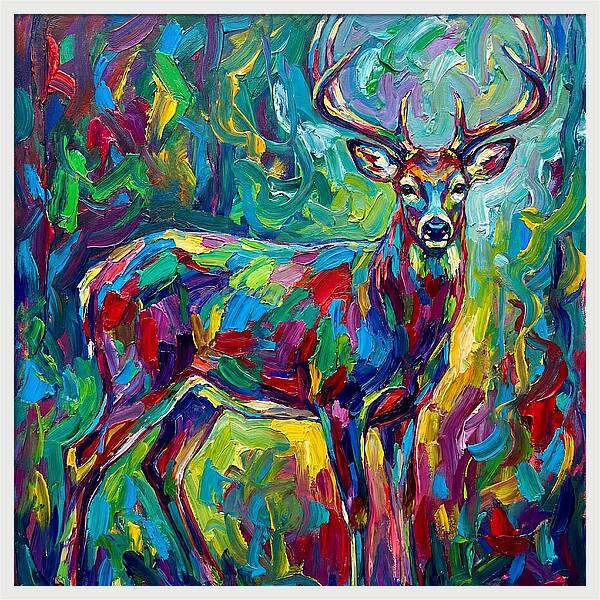 Vibrant Stag In Expressionist Style