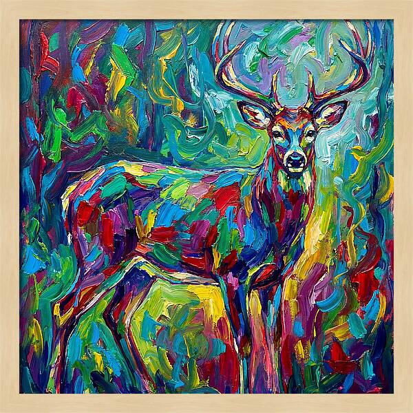 Vibrant Stag In Expressionist Style
