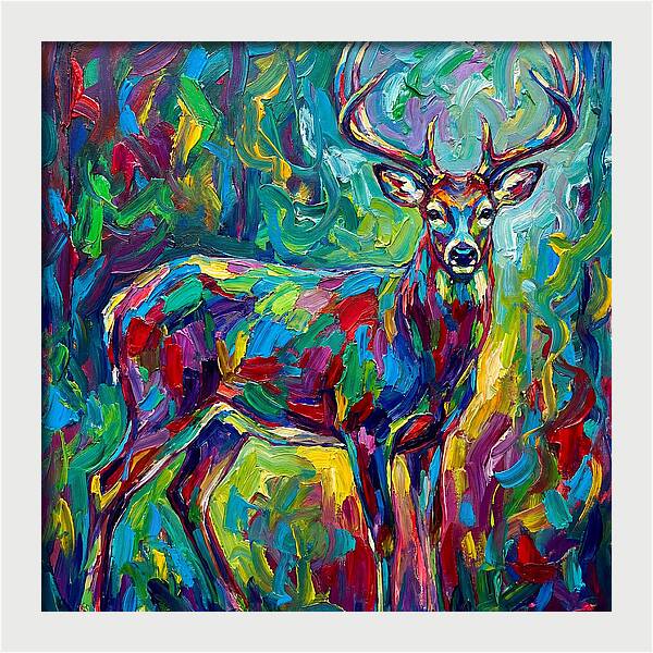 Vibrant Stag In Expressionist Style