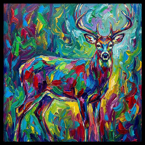 Vibrant Stag In Expressionist Style