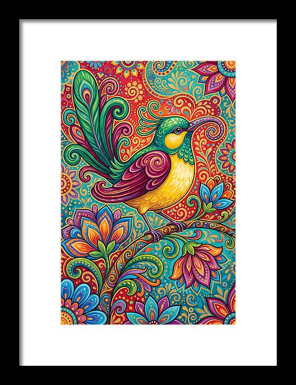 Vibrant Sunbird In Folk Style