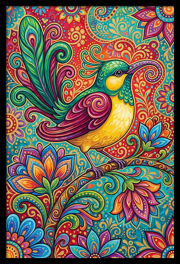 Vibrant Sunbird In Folk Style
