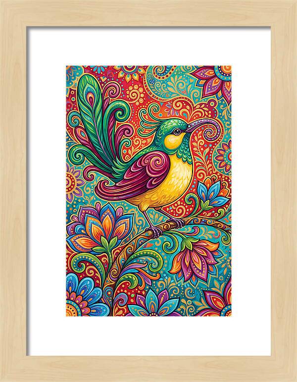 Vibrant Sunbird In Folk Style