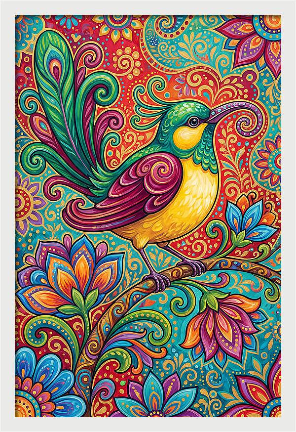 Vibrant Sunbird In Folk Style