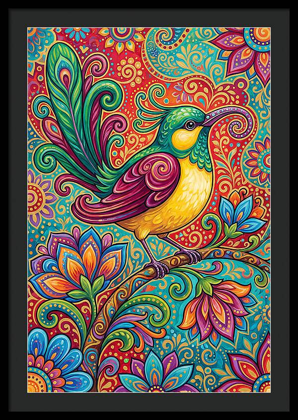Vibrant Sunbird In Folk Style