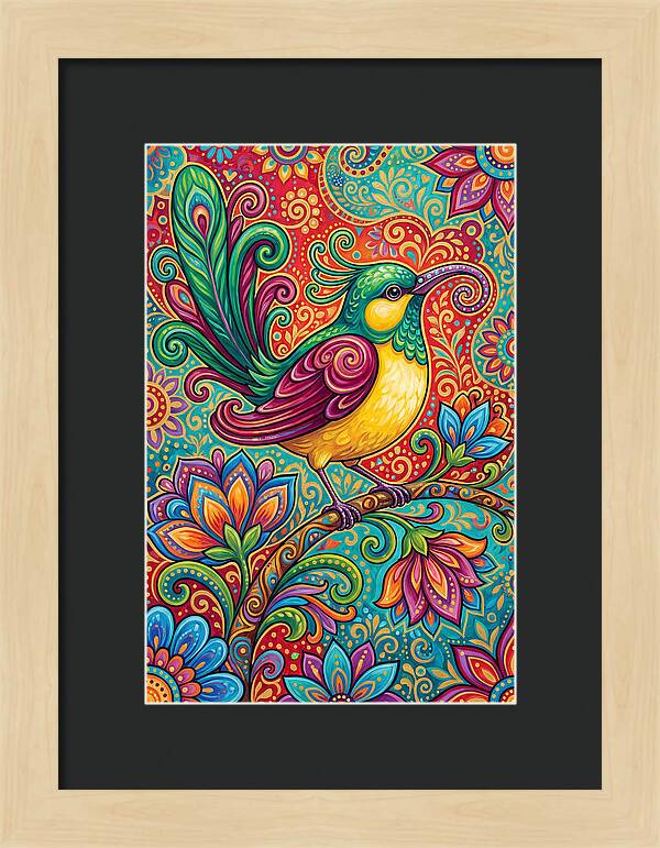 Vibrant Sunbird In Folk Style