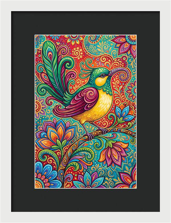 Vibrant Sunbird In Folk Style