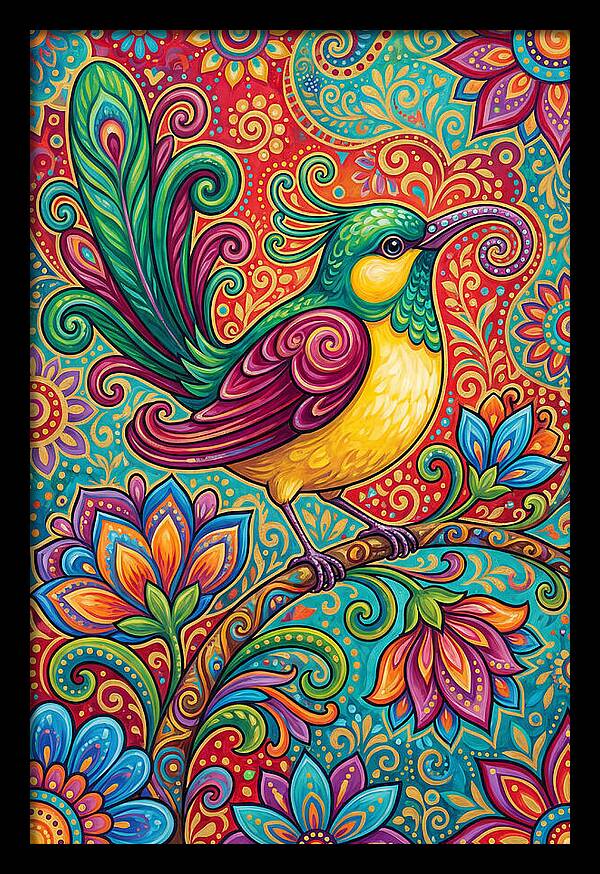 Vibrant Sunbird In Folk Style