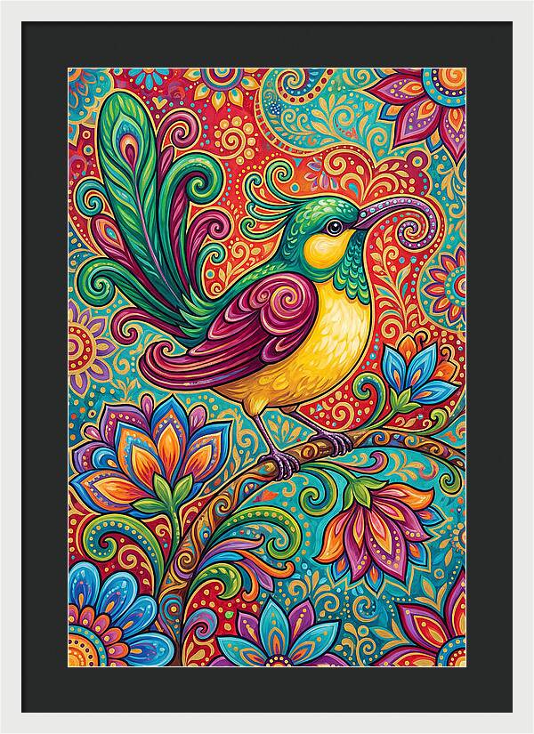 Vibrant Sunbird In Folk Style